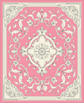 Floral Scrollwork Pink Ivory Tapestry Design Rug