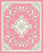 Floral Scrollwork Pink Ivory Tapestry Design Rug