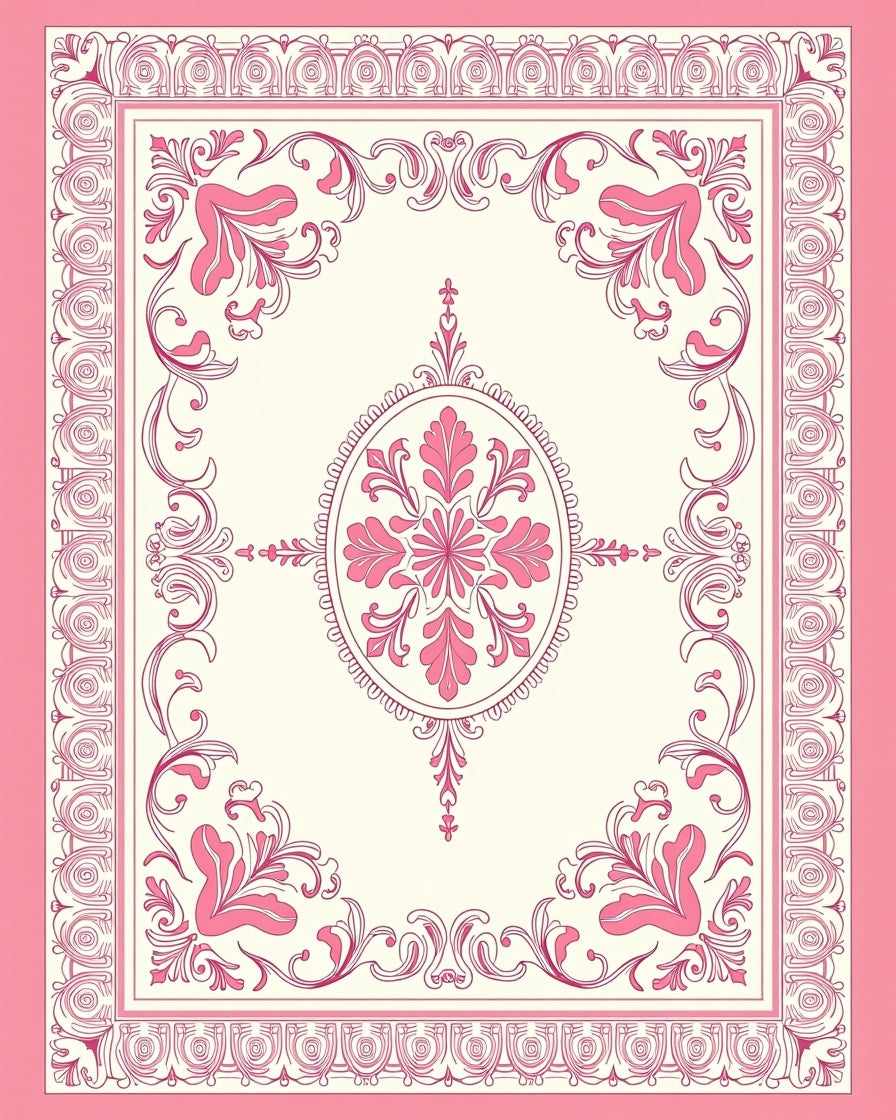 Elegant Pink Floral Manor Design Rug