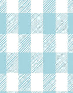 Blue White Checked Hand-Drawn Square Pattern Rug