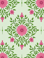 Pink Floral Garden Pattern Rug