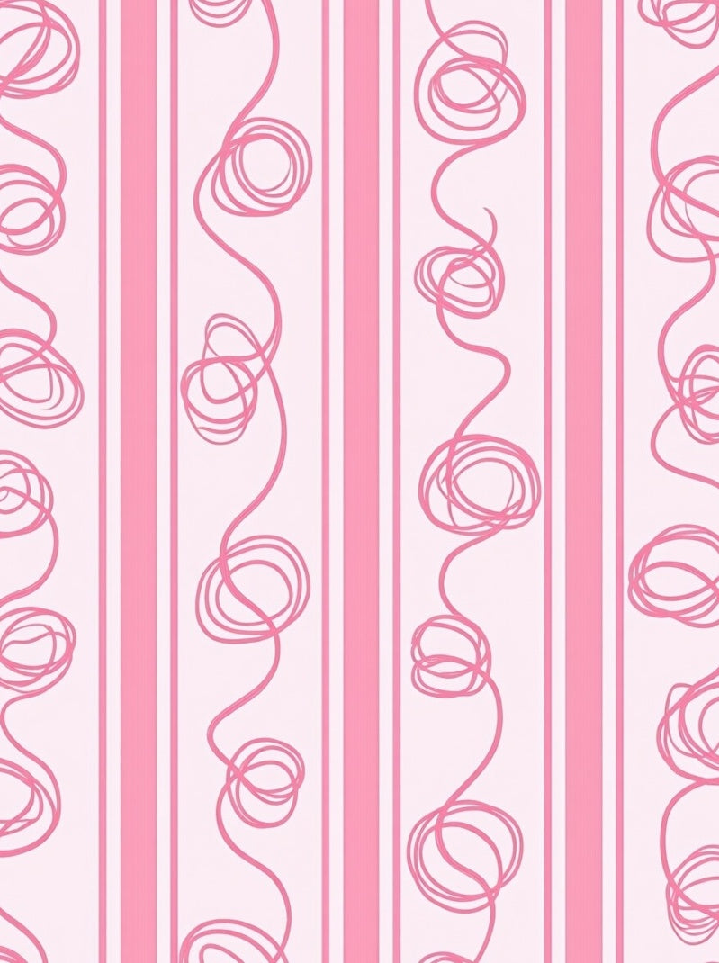 Pink Striped Swirl Pattern Rug