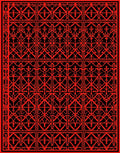 Geometric Red Black Art Deco Pattern Rug