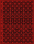 Geometric Red Black Art Deco Pattern Rug