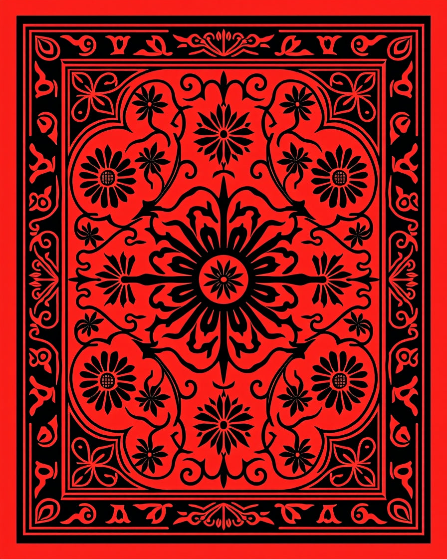 Bold Floral Medallion Pattern Rug