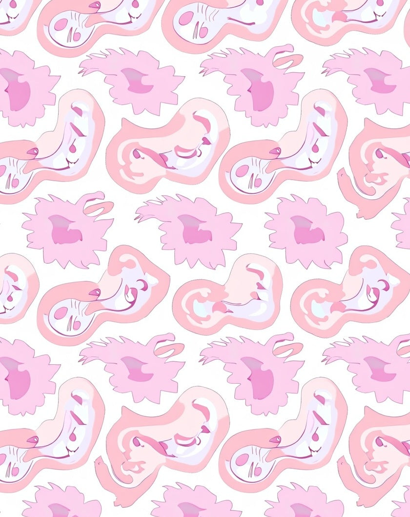 Whimsical Pink Abstract Soft Shapes Rug
