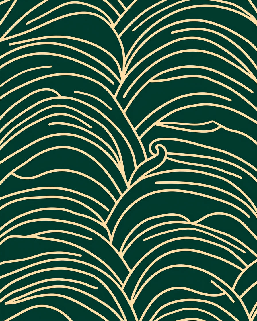 Organic Flowing Gold Line Pattern Rug