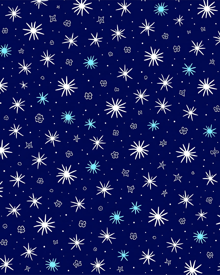 Whimsical Starburst Floral Night Sky Rug