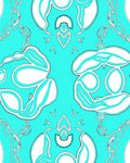 Abstract Aqua White Flowing Organic Pattern Rug