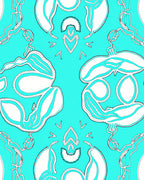 Abstract Aqua White Flowing Organic Pattern Rug