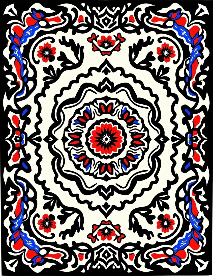 Bold Floral Mandala Pattern Rug