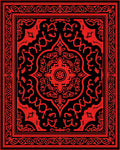 Ornate Red Black Floral Motif Rug