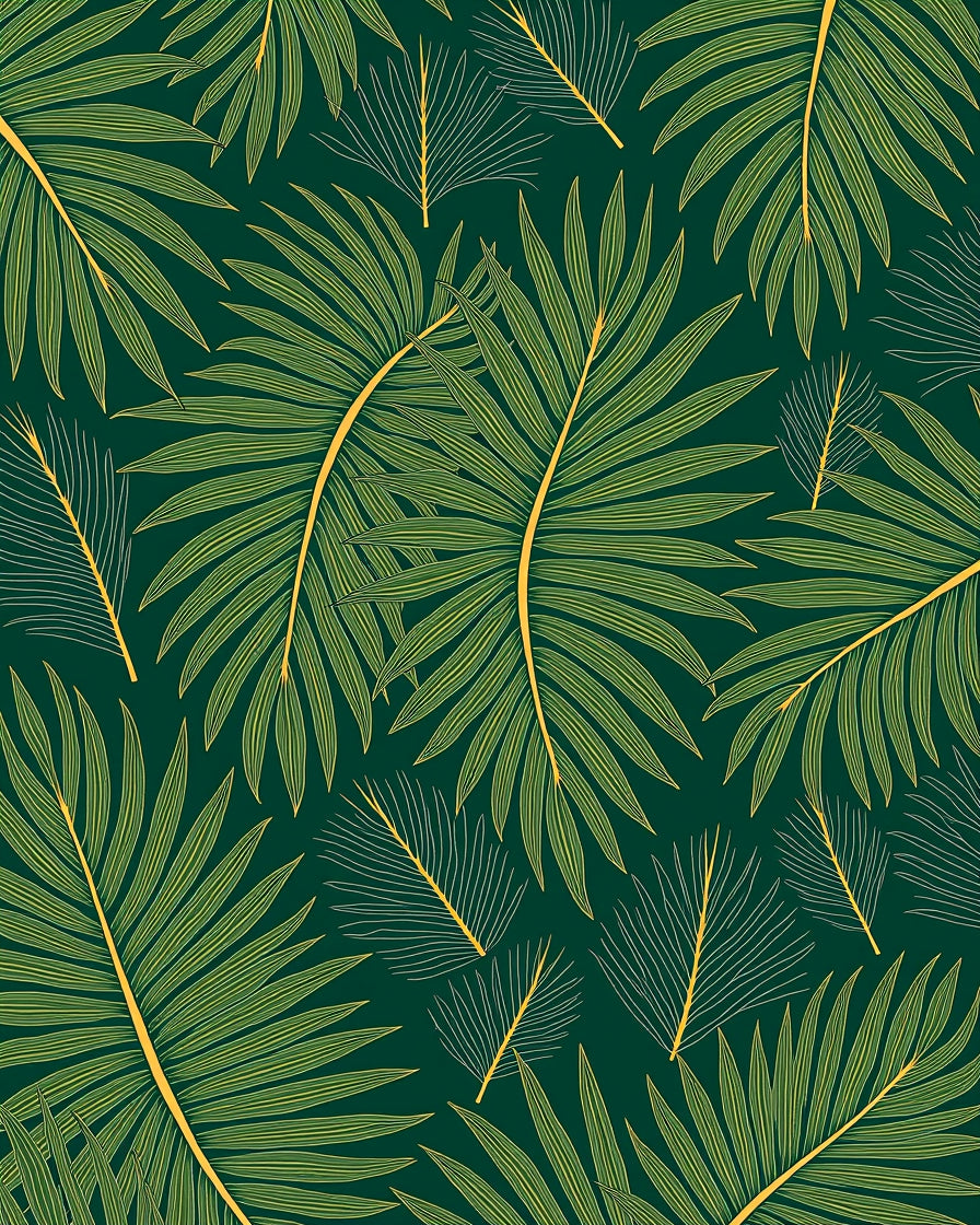 Green Tropical Leaf Pattern Design Rug