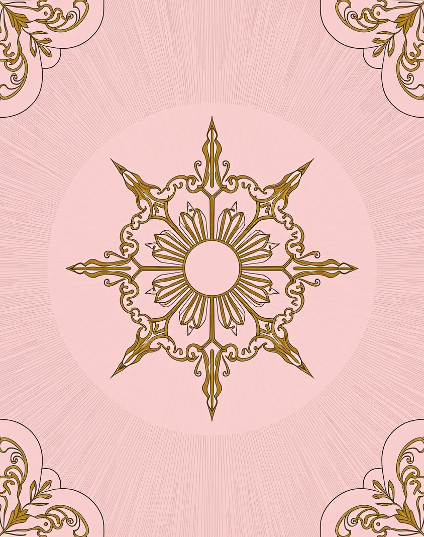 Elegant Gold Sunburst Ornament Rug