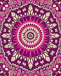 Vibrant Magenta Yellow Mandala Floral Rug