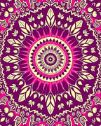 Vibrant Magenta Yellow Mandala Floral Rug