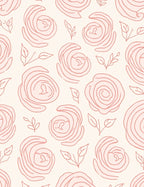 Delicate Rose Blooms Line Art Rug