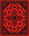 Bold Red Floral Ornate Pattern Rug