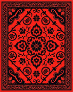 Bold Red Floral Ornate Pattern Rug