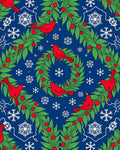 Red Cardinal Snowy Winter Wreath Rug