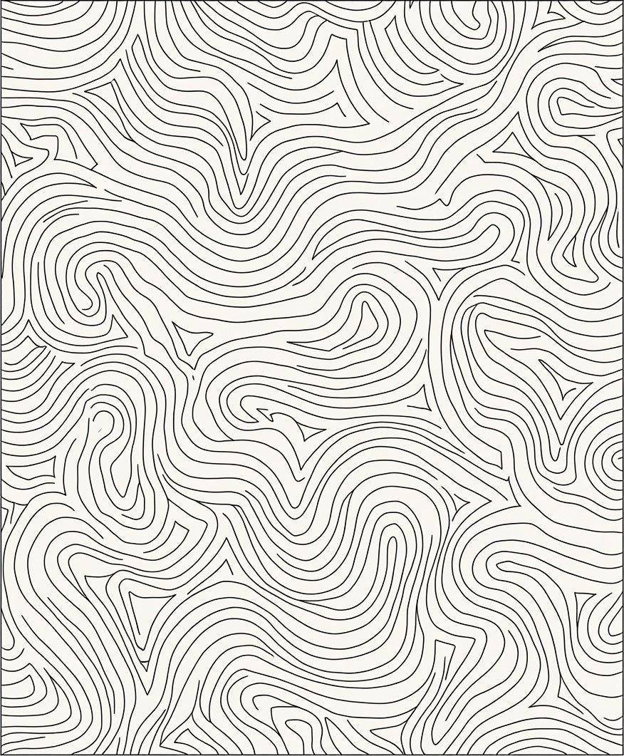 Abstract Swirling Contour Line Pattern Rug