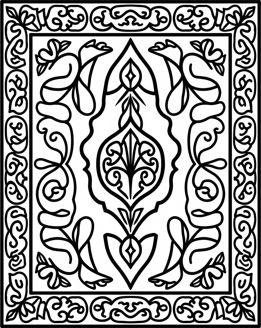 Intricate Floral Bird Pattern Design Rug