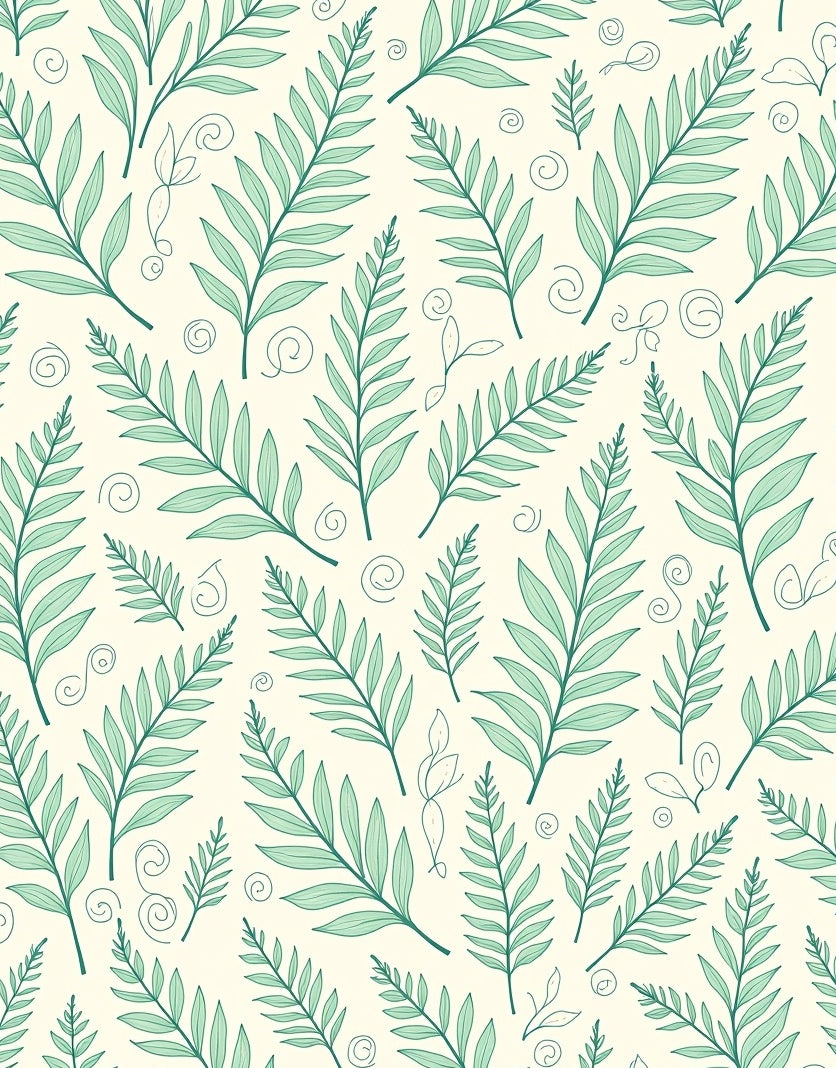 Green Leafy Vines Pattern Rug