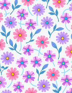Charming Pink Purple Daisy Pattern Rug