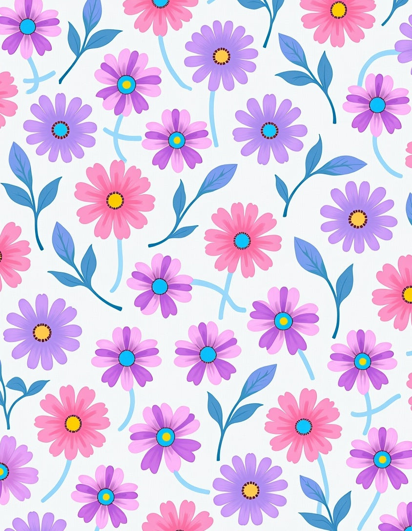 Charming Pink Purple Daisy Pattern Rug