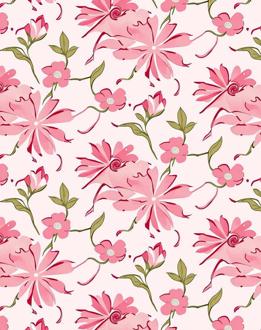 Pink Floral Blossom Pattern Rug