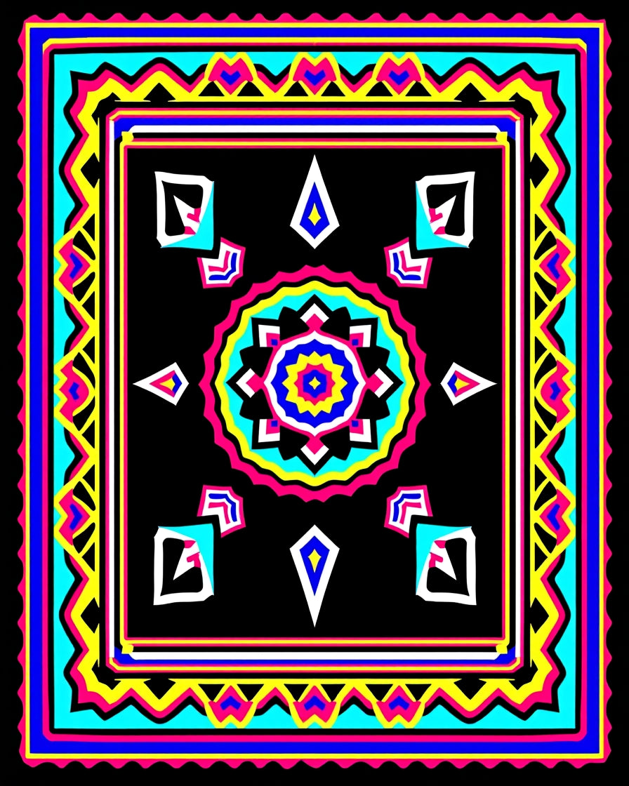 Vibrant Geometric Mandala Pattern Rug