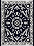 Classic Black White Floral Pattern Rug