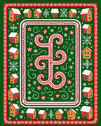 Winter Village Red White Green Holiday Rug