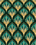 Art Deco Teal Fan Pattern Rug