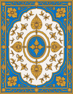 Royal Blue Geometric Floral Medallion Design Rug