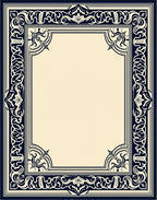 Ornate Navy Floral Border Design Rug