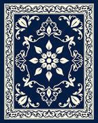 Intricate Floral Cream Navy Pattern Rug