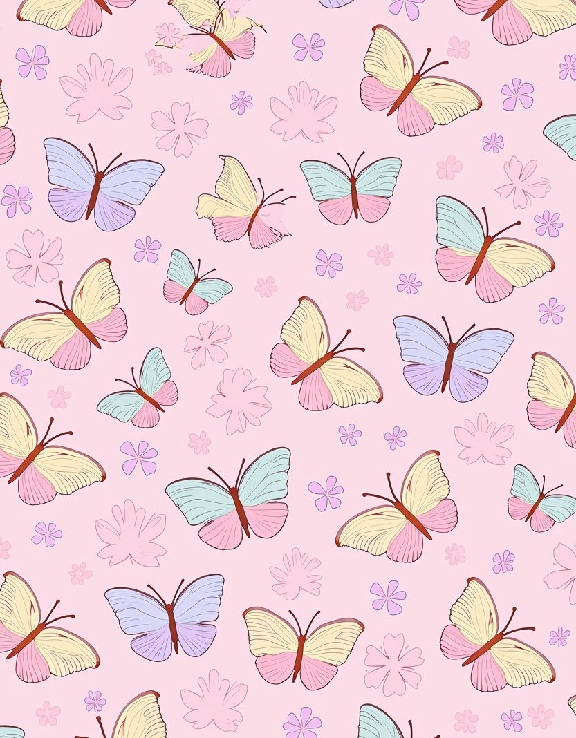 Whimsical Butterfly Flower Pattern Rug