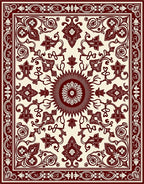 Intricate Floral Bordered Medallion Design Rug