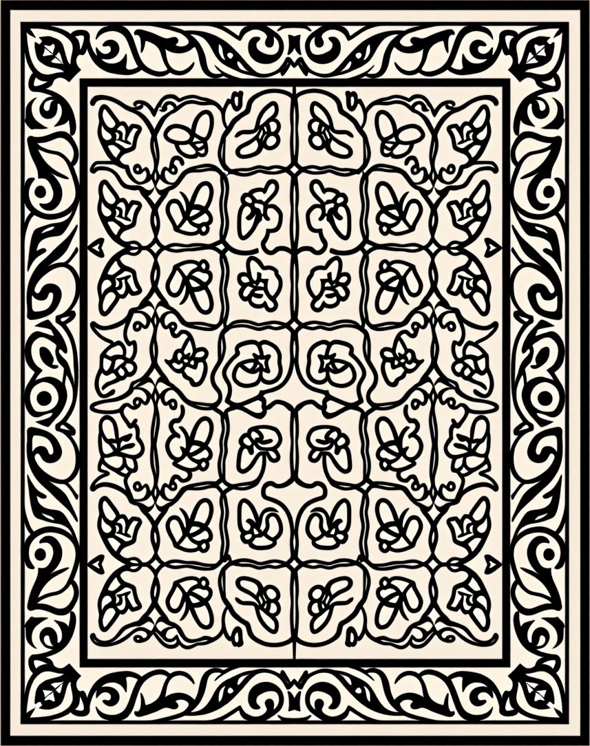 Ornate Floral Swirl Motif Rug