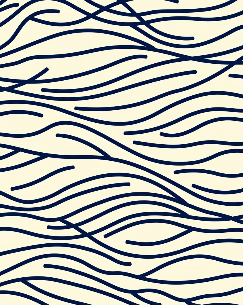 Abstract Navy Blue Wavy Lines Rug
