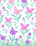 Whimsical Flowers and Butterflies Pattern Rug