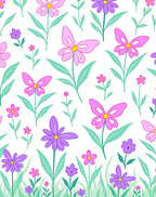 Whimsical Flowers and Butterflies Pattern Rug