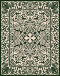 Elegant Dark Green Floral Arabesque Design Rug