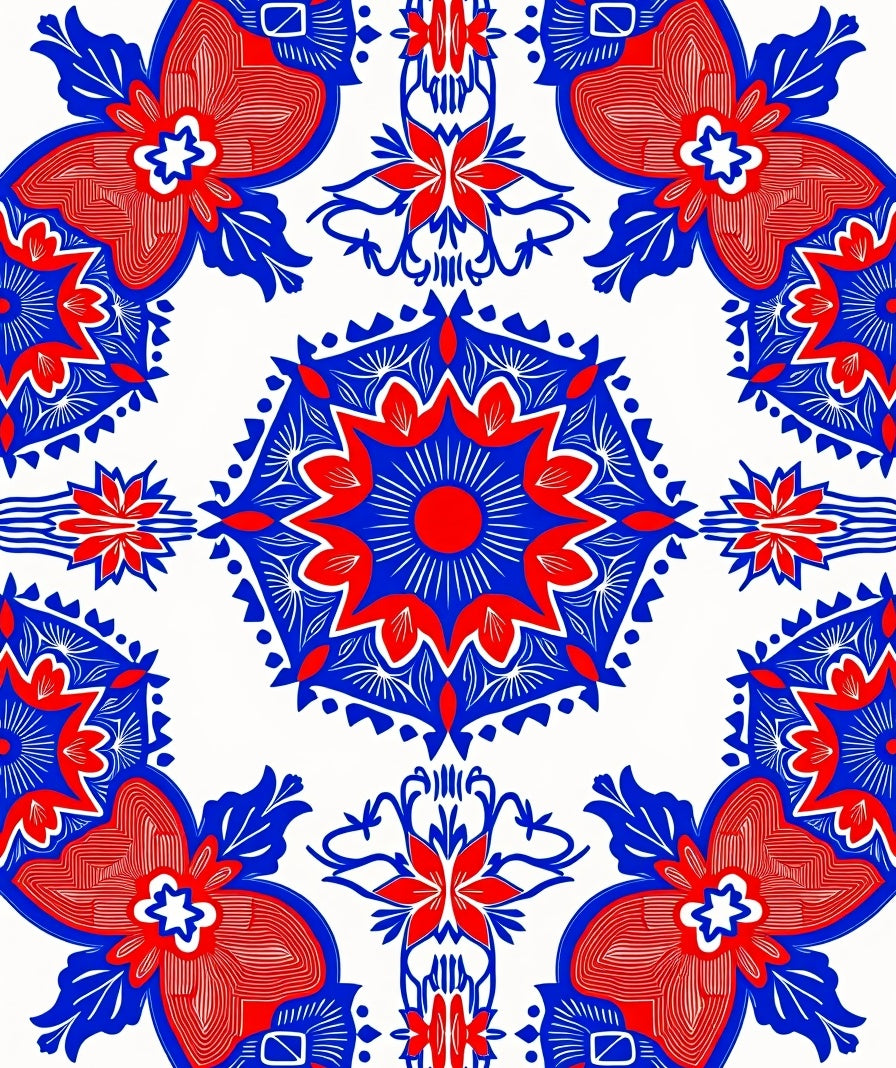 Bold Floral Starburst Symmetry Rug