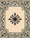 Ornate Floral Scrollwork and Snowflake Motif Rug