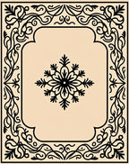 Ornate Floral Scrollwork and Snowflake Motif Rug