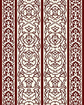 Burgundy Cream Ornate Stripe Design Rug