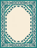 Teal Floral Bordered Classic Design Rug