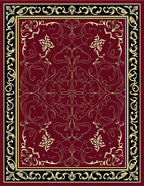 Elegant Floral Motif Burgundy Rug